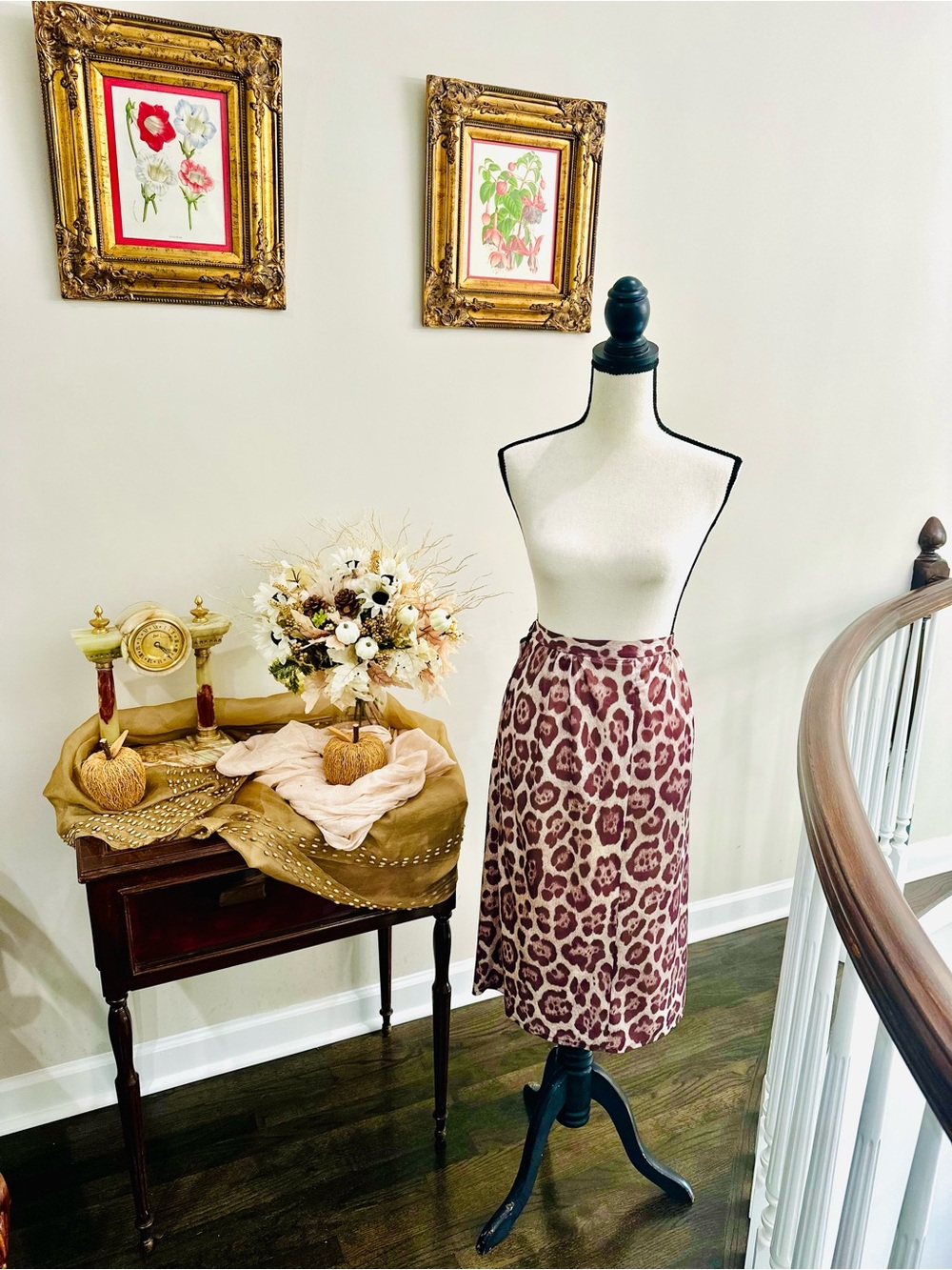 Women's Animal Print Midi Skirt - Pink Leopard